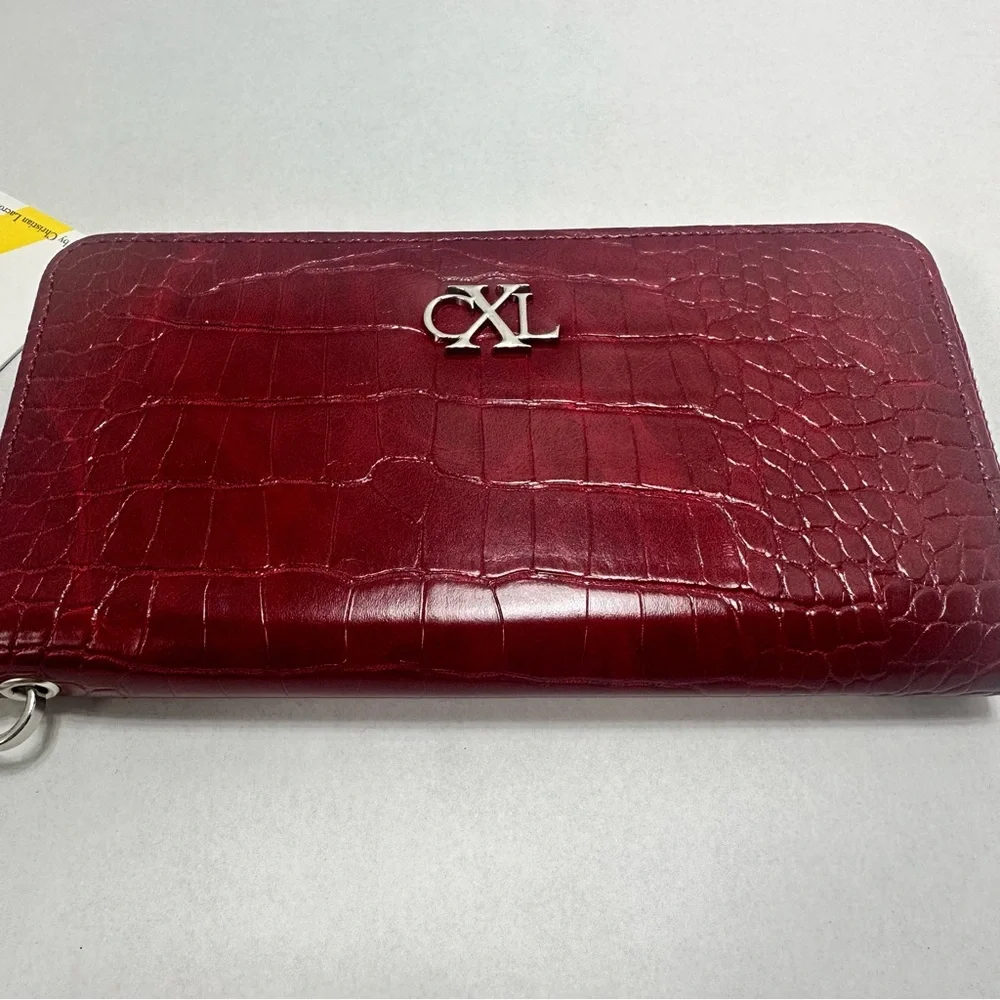 CXL‎ by Christian Lacroix Kara Croco Zip Around Wristlet Wallet Red NWT